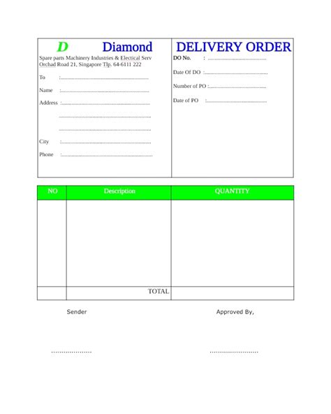 Delivery Order Sample And Templates Englet