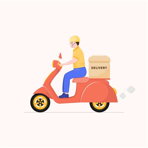 Flat deliveryman cartoon character, Scooter delivery. 690078 Vector Art ...