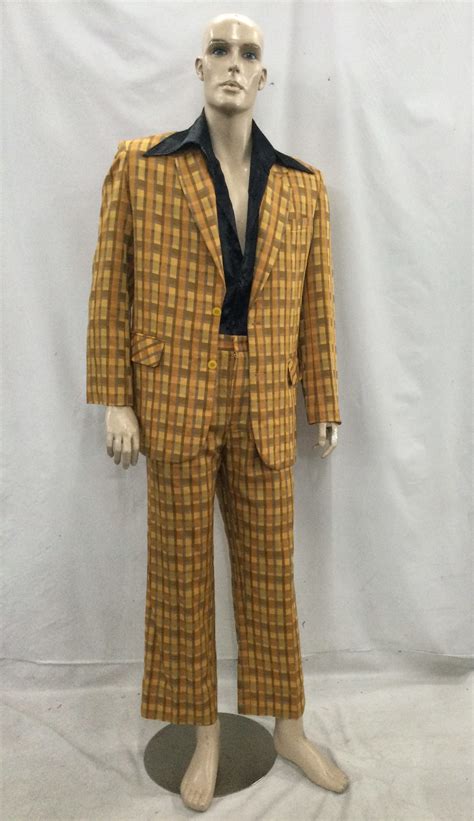 70s Disco Suit Yellow Check Costume Wonderland