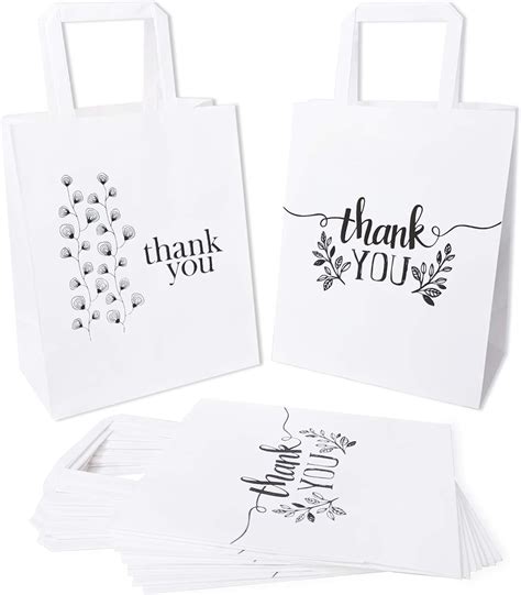Thank You Paper Bags Bulk With Flat Handles Pack Of 50