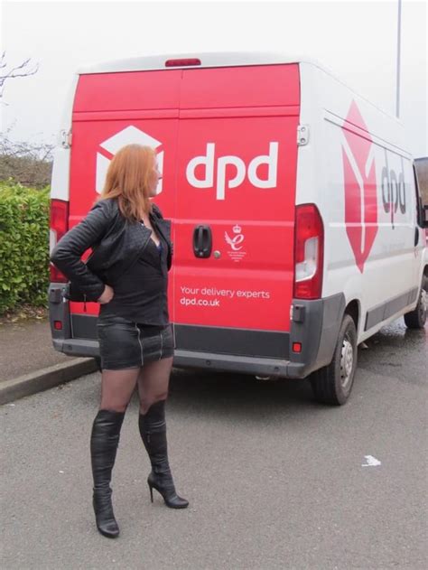 Redhead Leather Stockings Boots On The Street Beside A Dpd Van What Could Be Better R