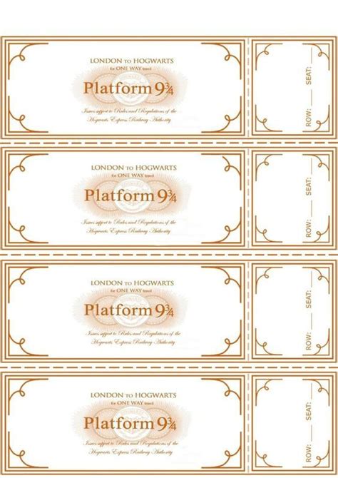 Free Harry Potter Hogwarts Express Ticket Template Plus Links To