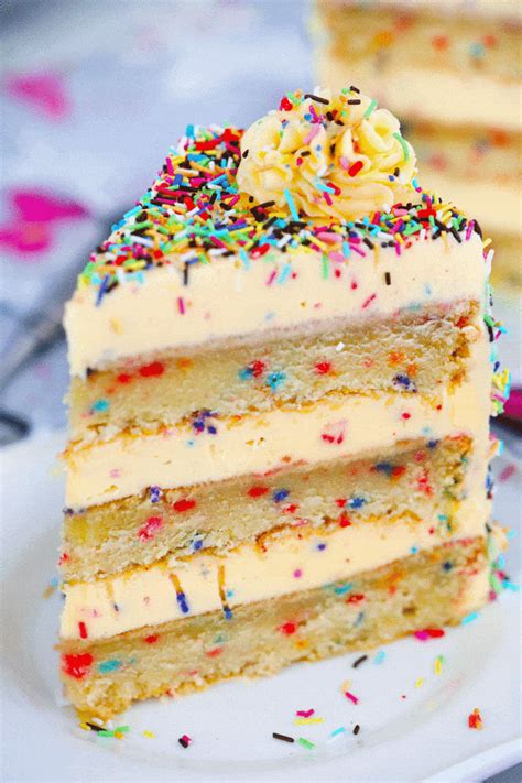For the signature, picture perfect birthday cake look, don't forget to garnish your frosted cake with rainbow sprinkles. Birthday Cake Recipe Video - Sweet and Savory Meals