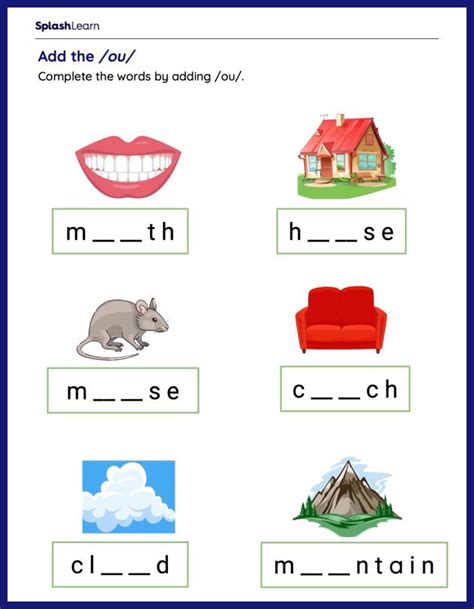Words With Ou Worksheets For 2nd Graders Online Splashlearn