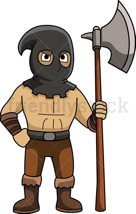 Hooded Medieval Executioner Cartoon Clipart Vector Friendlystock