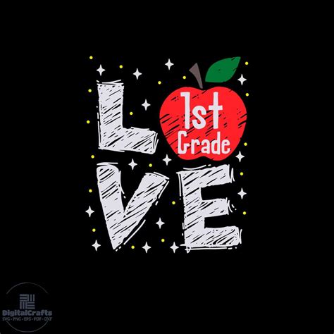 Back To School Shirt Svg Love 1st Grade Crayon Apple Vector Inspire