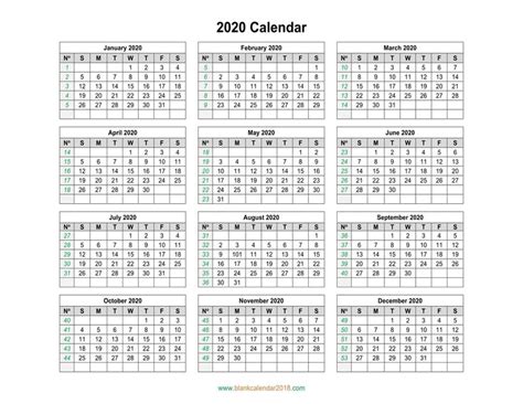 Exceptional Blank Outlook Calendar 2020 With Week Numbers Printable