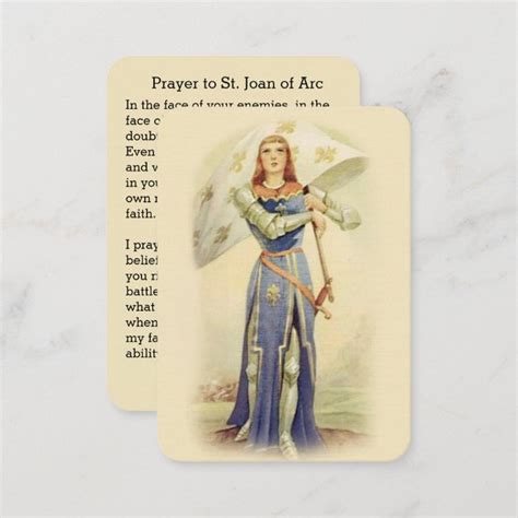 St Joan Of Arc Flag Soldier Catholic Holy Card Zazzle