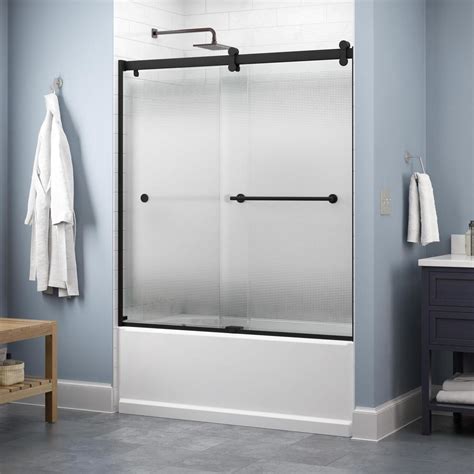 Delta Everly In X In Contemporary Sliding Frameless Bathtub Door In Matte Black With