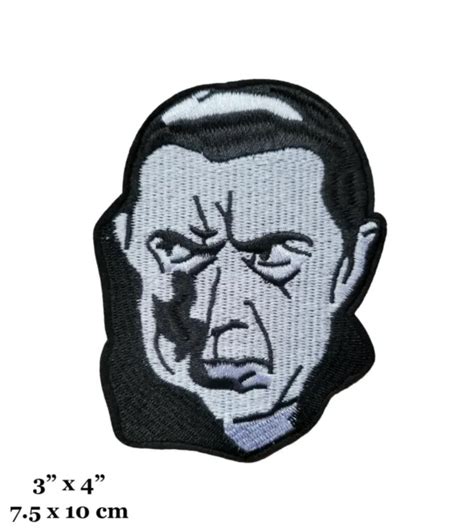 Count Dracula Vampire Character Face Black And White Embroidered Iron