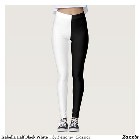 Half Black White Designer Leggings Zazzle Black And White Leggings