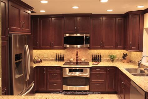 Luxury kitchen with cherry wood cabinetry. backsplash with cherry cabinets - Google Search | Cherry ...