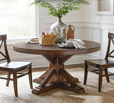 Benchwright Extending Round Dining Table - Rustic Mahogany ...