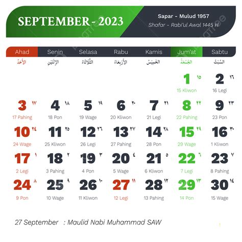 Gambar Kalendar 2023 September Indonesia Lengkap Java Islam Hijriyah