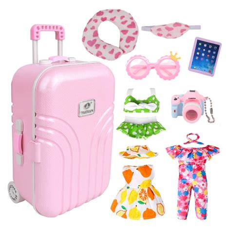 18 Inch Doll Travel Play Set Doll Accessories With Carry On Suitcase