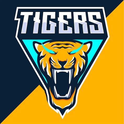 Premium Vector Yellow Tiger Head Mascot Esport Logo Design