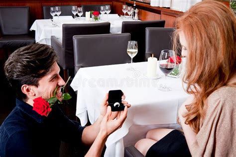 Happy Couple In Restaurant Romantic Date Stock Image Image Of Happy