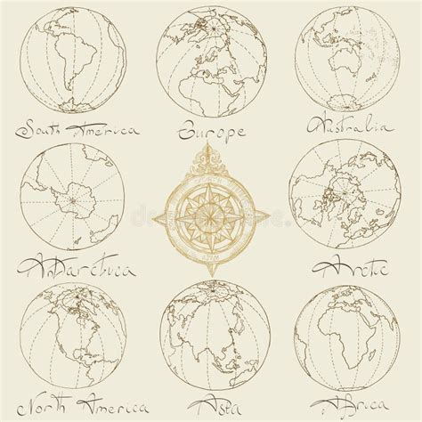 Traza Continentes Del Atlas Ilustración Del Vector Ilustración De