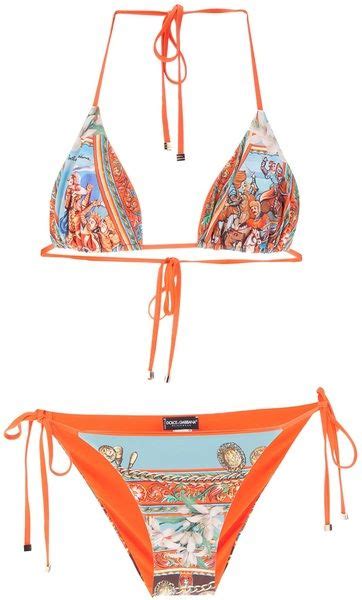 Sicilian Print Bikini Lyst With Images Dolce And Gabbana Bikinis Print Bikini