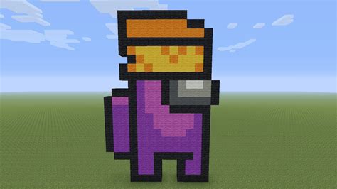 Minecraft Pixel Art Among Us Cheese Hat Youtube