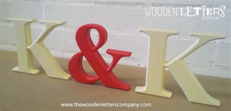 Freestanding Wooden Letters Painted Cream Red Ampersand Classic