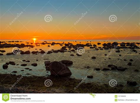 Sunset Over The Baltic Sea Stock Photo Image Of Night 107496836