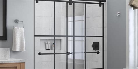 By shower doors of dallas. The Home Depot Sells Black Matte Gridded Glass Shower Doors