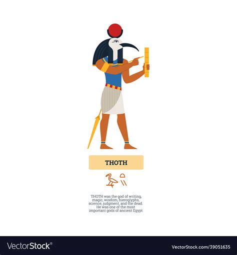 Ancient Egyptian God Thoth Man With Head Of Ibis Vector Image