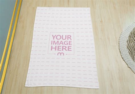 Blanket Laid Out Vertically On The Floor Mockup Mediamodifier