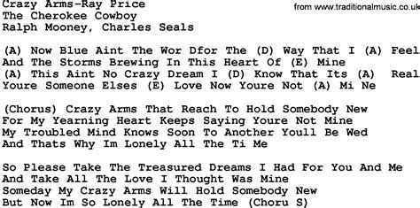 Country Music Crazy Arms Ray Price Lyrics And Chords