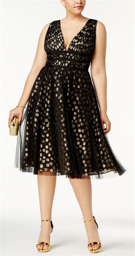 Plus Size Metallic Fit And Flare Dress Plus Size Cocktail Party Dress Fit Flare Dress Fit And