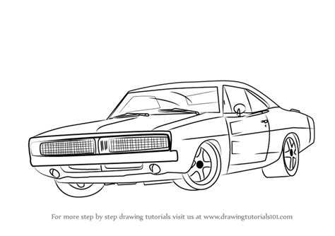 Learn How To Draw A 1969 Dodge Charger Cars Step By Step Drawing