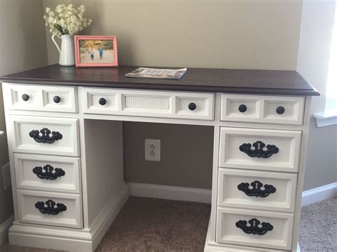 Chalk Painted Desk With Natural Wood Top Chalk Paint Desk Painted