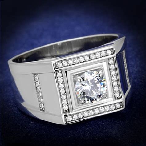 Arts386 Mens 107ct Round Cut Simulated Diamond 925 Sterling Silver