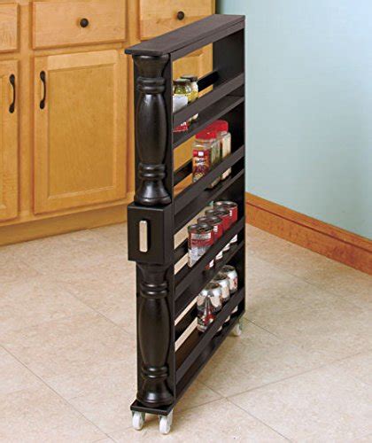 Buy The Lakeside Collection Slim 4 Tier Black Wooden Storage Rack Cart