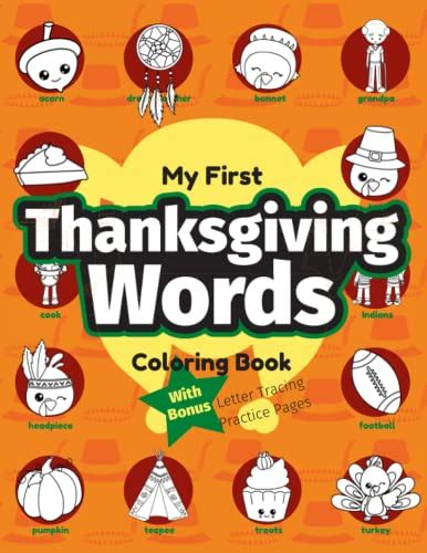 My First Thanksgiving Words Coloring Book Preschool Educational