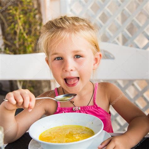 Cute Child Eating Soup Stock Photo By ©len44ik 37132785