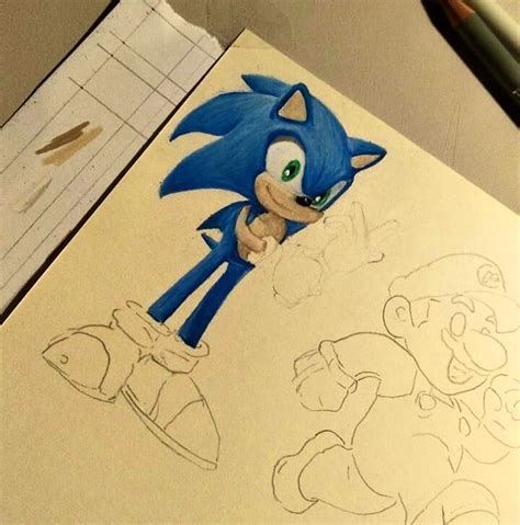 Im Drawing Sonic With Colour Pencils What Do You Guys Think So Far