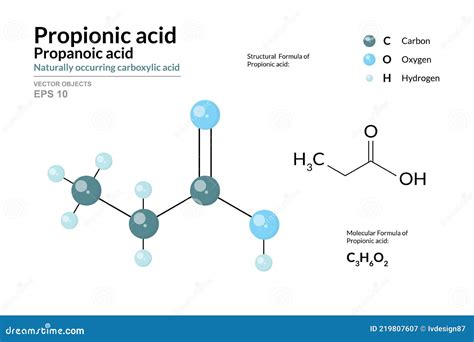 Propanoic Acid Propionic Acid Molecule It Is Short Chain Saturated