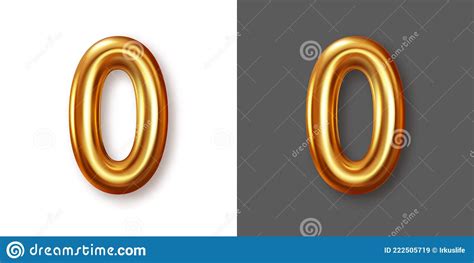 Metallic Gold Numeral Symbol 0 Creative Vector Illustration Stock