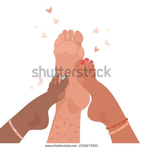 Feet Three Naked Partners Different Nationalities Stock Vector Royalty