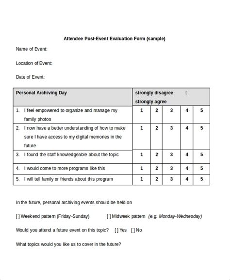Sample Event Evaluation Form