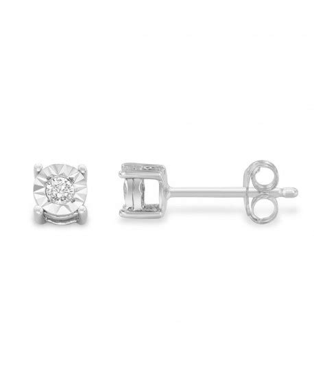 Sterling Silver 10ct Tdw Round Cut Diamond Miracle Plated Stud