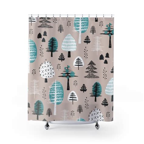 Modern Forest Shower Curtains Trees Bathroom Décor Home Etsy Uk