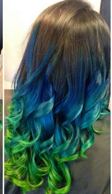 Blue Green Ombre Dip Dyed Hair Color Iluvpibbles Dip