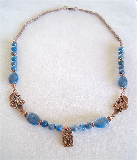 Necklace Denim Lapis And Antique Copper Beaded Necklace Necklace