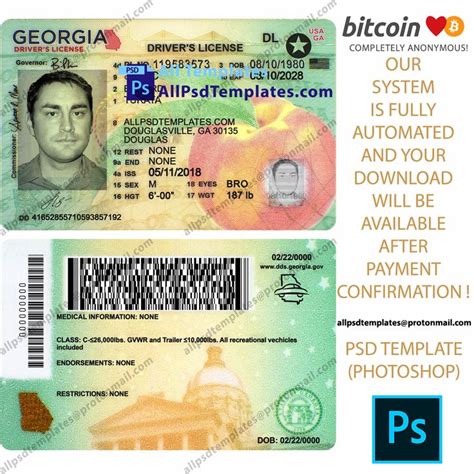 Georgia Driver License Template Drivers License Templates Psd Templates