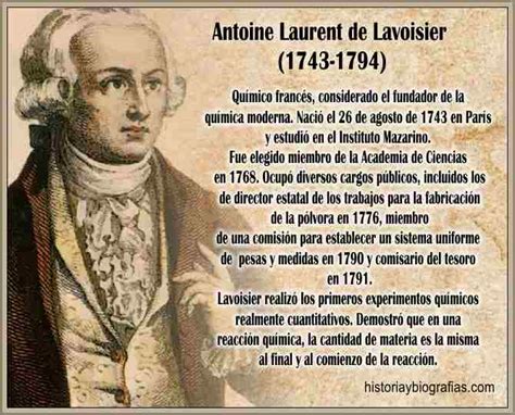 Biografia De Lavoisier Antoine Descubrimientos En La Quimica Trabajos