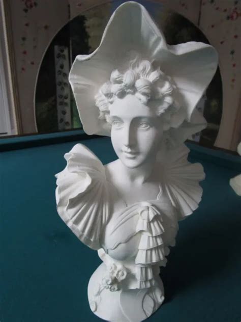 Vintage Nouveau Italian Lady Bust Statue Chalkware Plaster French