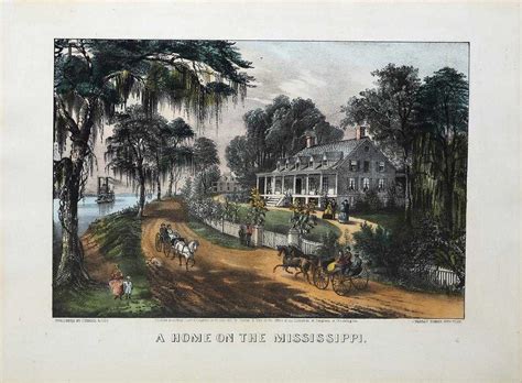Currier And Ives A Home On The Mississippi Lithograph